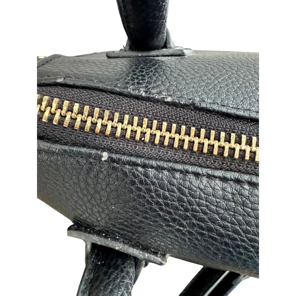 Miztique Satchel Handbag Womens Black Studded Pebbled‎ Vegan Leather Crossbody